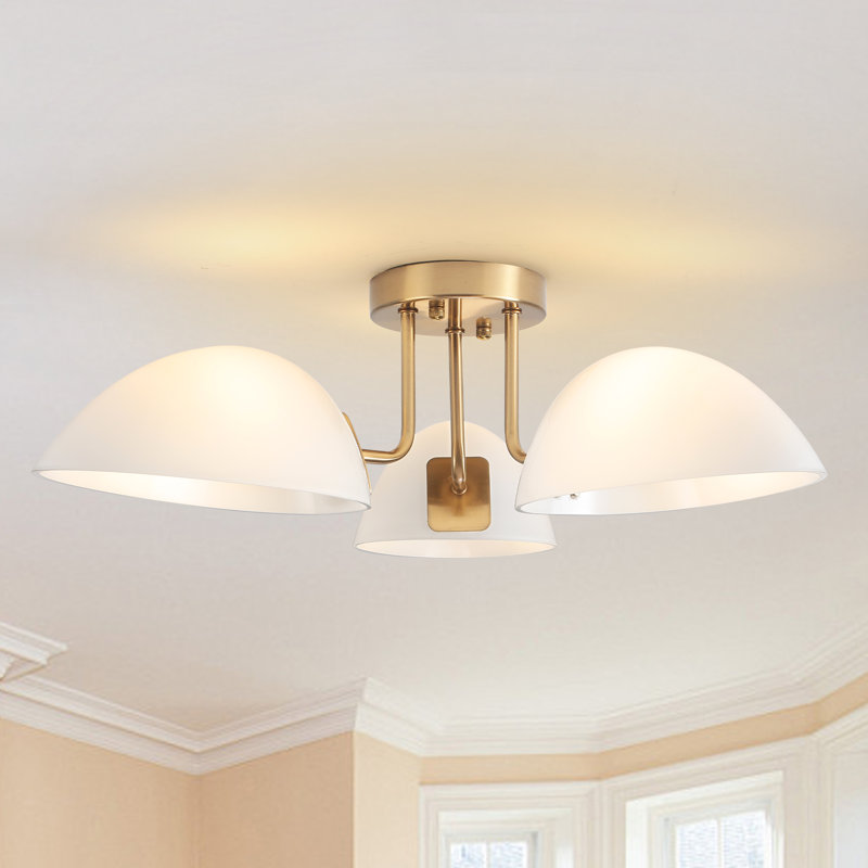 3 - Light 23.6" Modern Brass Sputnik Glass Semi Flush Mount Ceiling Light for Kitchen, Brass
