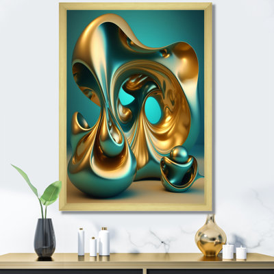" Confronting Infinity 3D Turquoise Gold Sphere I "