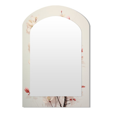 Blanc cornouiller Blossom Harmony III - miroir décoratif asymétrique cornouiller, miroir mural traditionnel, impression sur métal
