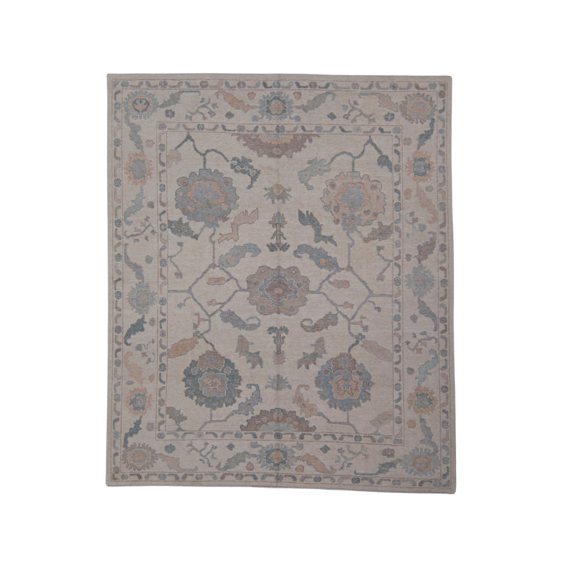 Tapis turc Oushak fait à la main 8 pi 2 po x 9 pi 9 po