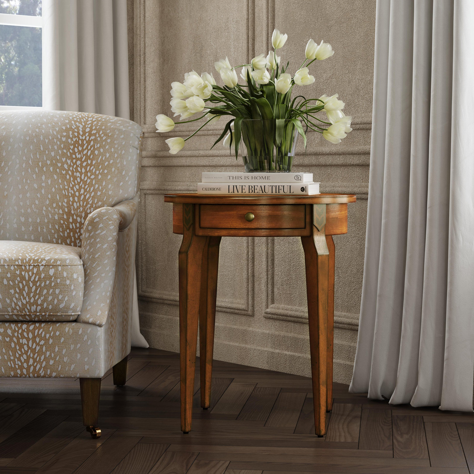 Amberwood 20" End Table, Olive Ash Burl