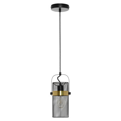 Luminaire suspendu cylindrique 5,25 po en métal peint noir Prendergast