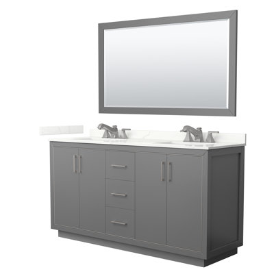 66'' Double Bathroom Vanity with Quartz Top