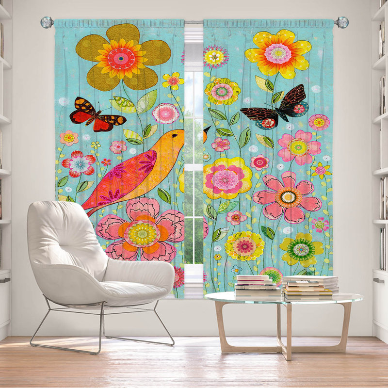 Ensemble de rideaux en polyester 2 pièces Flower Meadow, L 40 po x L 82 po