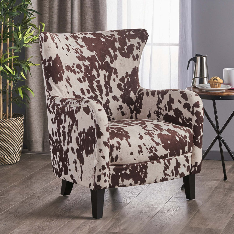 Fauteuil April-Leigh d'une largeur de 73,9 cm, Velours brun / blanc