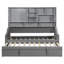 Lit de jour gris avec accoudoirs à DEL, tablettes de rangement et lit gigogne escamotable gris-116813092