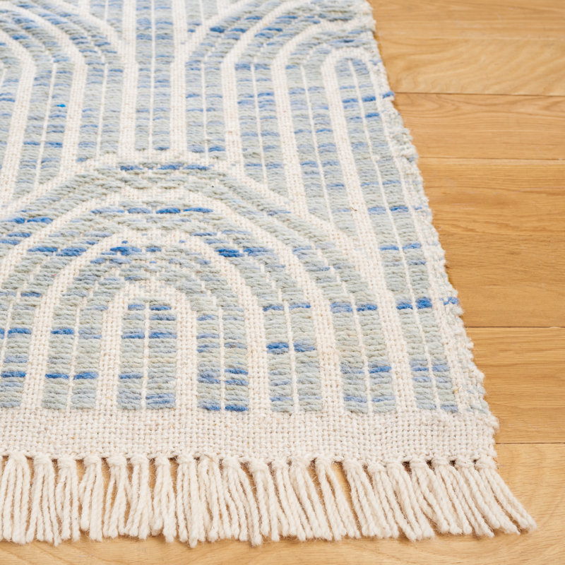 Klevis Hand Woven Wool Striped Rug, Rectangle 5' x 8'