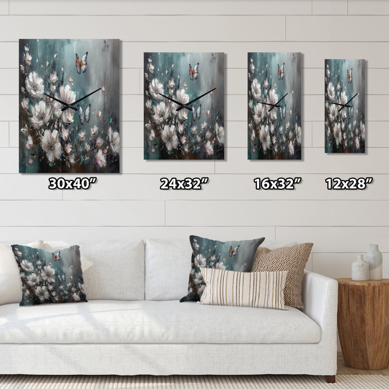Janeigh - Horloge murale florale, H 40 po x l 30 po x P 1 po