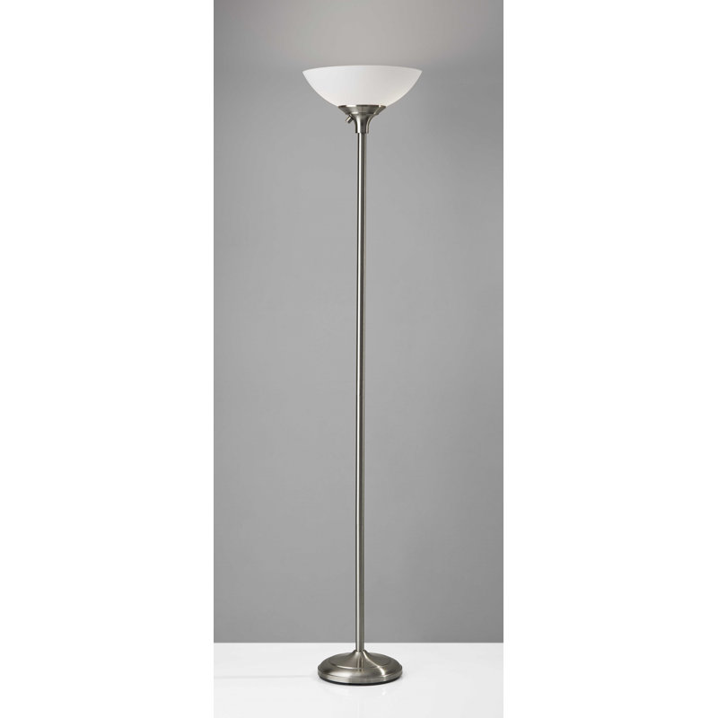 Wendelgard 71'' Torchiere Floor Lamp, Brushed Steel