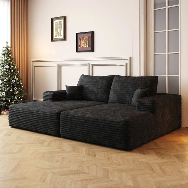 Boneless Celestarae 74.8" Modern Sofa Bed With Dual Sleeper Lounger, Black