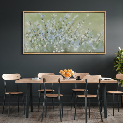 «Blue Green Wildflowers» - Impression sur toile encadrée surdimensionnée