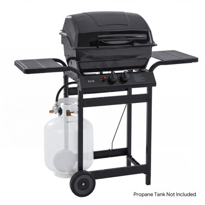 FEASTO 2-Burner Propane Gas Grill with 26,500 BTU, Porcelain-Enamel Body and Lid, 418 Sq. In. Cooking Area, Side Tables, and Warming Rack