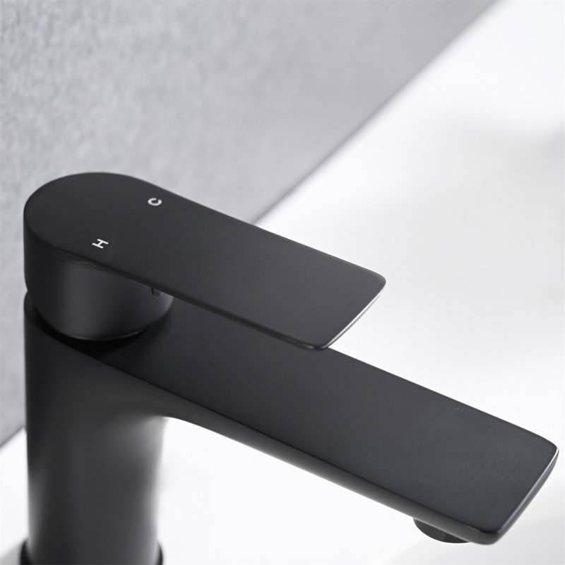 Robinet de lavabo à poignée simple, Noir mat