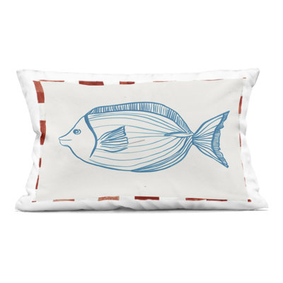 Indigo Brushstroke Flamingos Decorative Printed Throw Pillow, design by Paul Brent