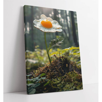 Abstract Fried Egg Daisy Flower In Forest Canvas Wall Art Print Picture 