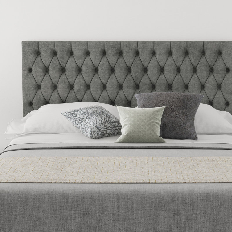 Upholstered Headboard, Double (4'6), Linen Granite