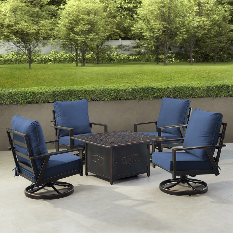 Timothe Outdoor 6 - Piece Conversation Set, Blue
