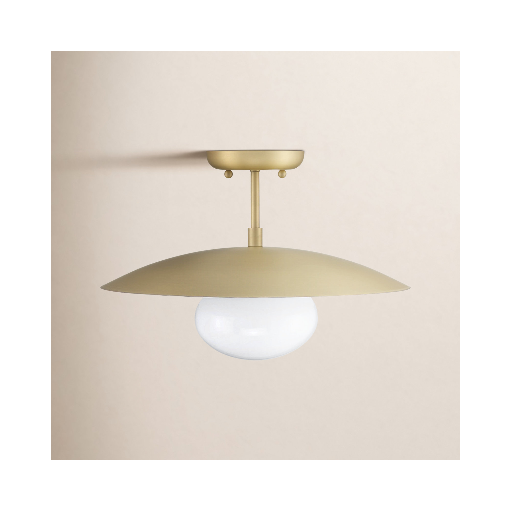 Del Single Light Metal Semi Flush Mount, Brass