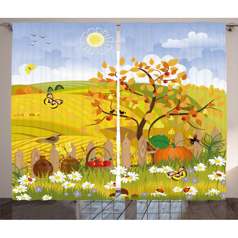 Fall Semi-Sheer Rod Pocket Curtain Panels, 54" x 108"