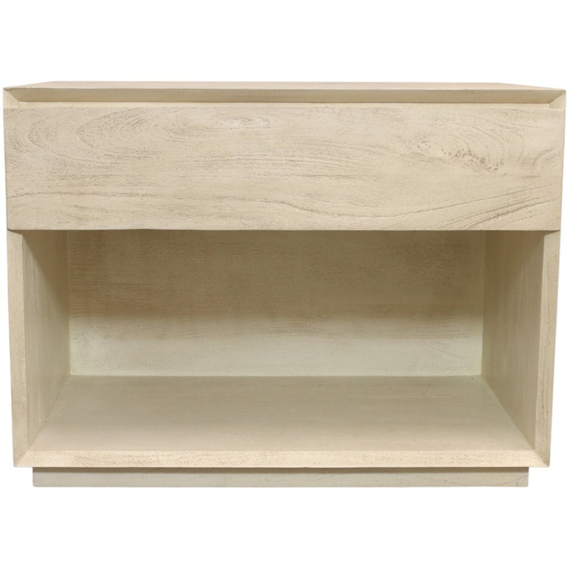 24" Natural Solid Wood One Drawer Nightstand