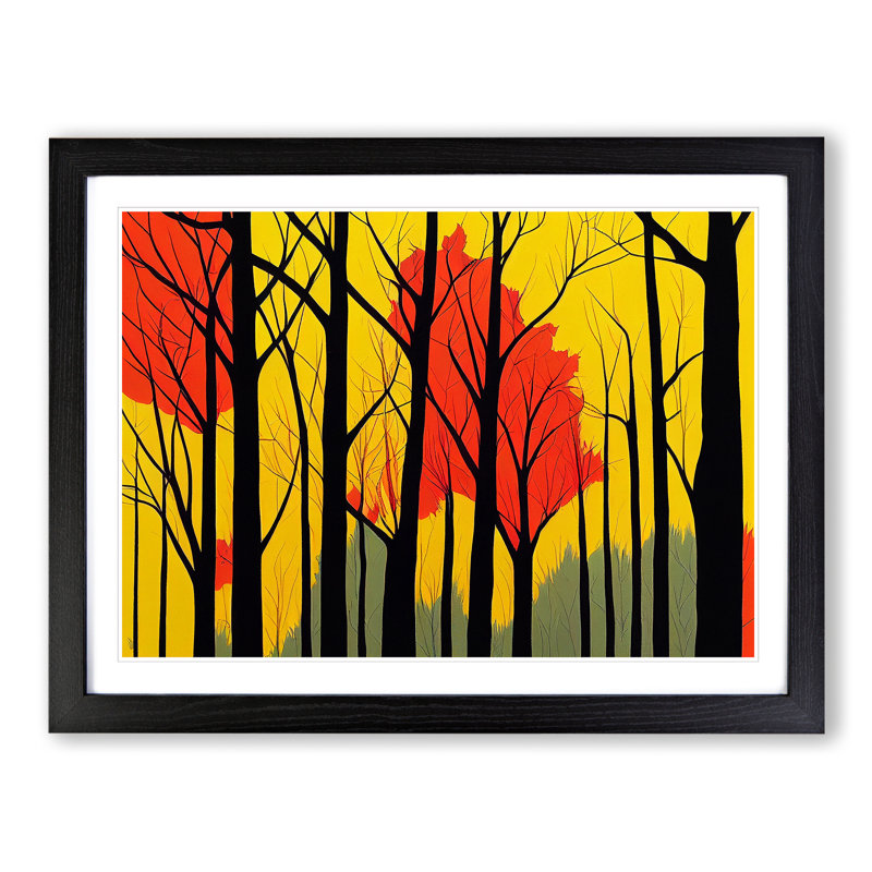 Abstract Autumn Forest Vol.3 - Single Picture Frame Print, Black, 25cm H x 34cm W x 2cm D