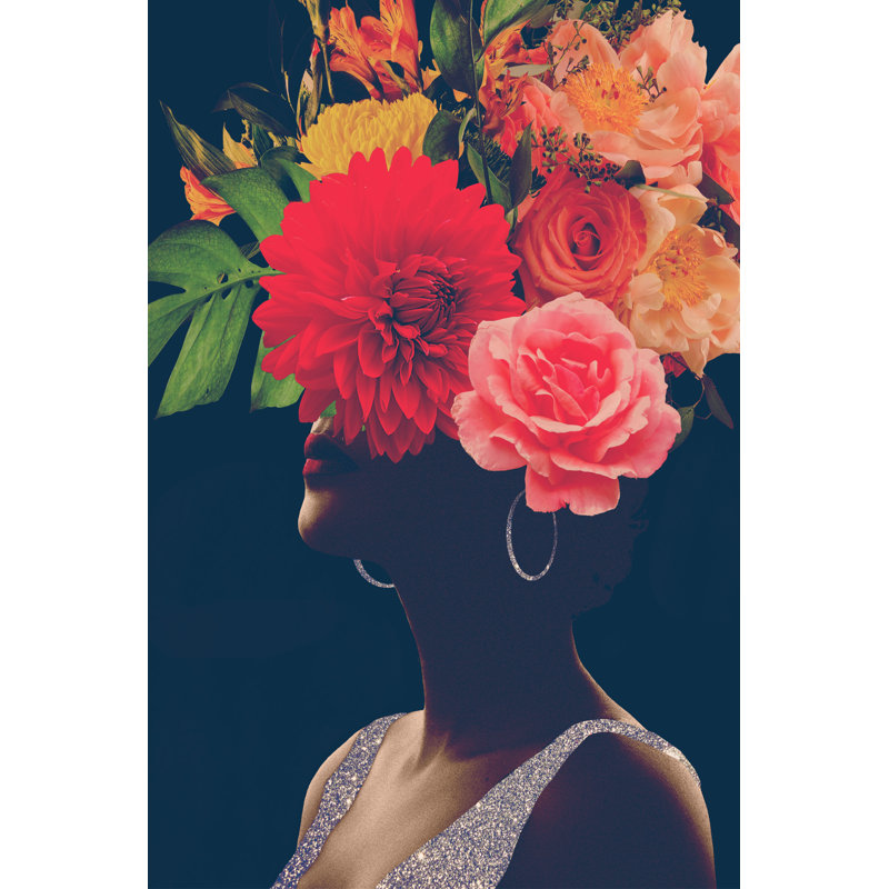 Fleur Collage I par Victoria Borges - reproduction sur toile tendue, H 30 po x l 20 po