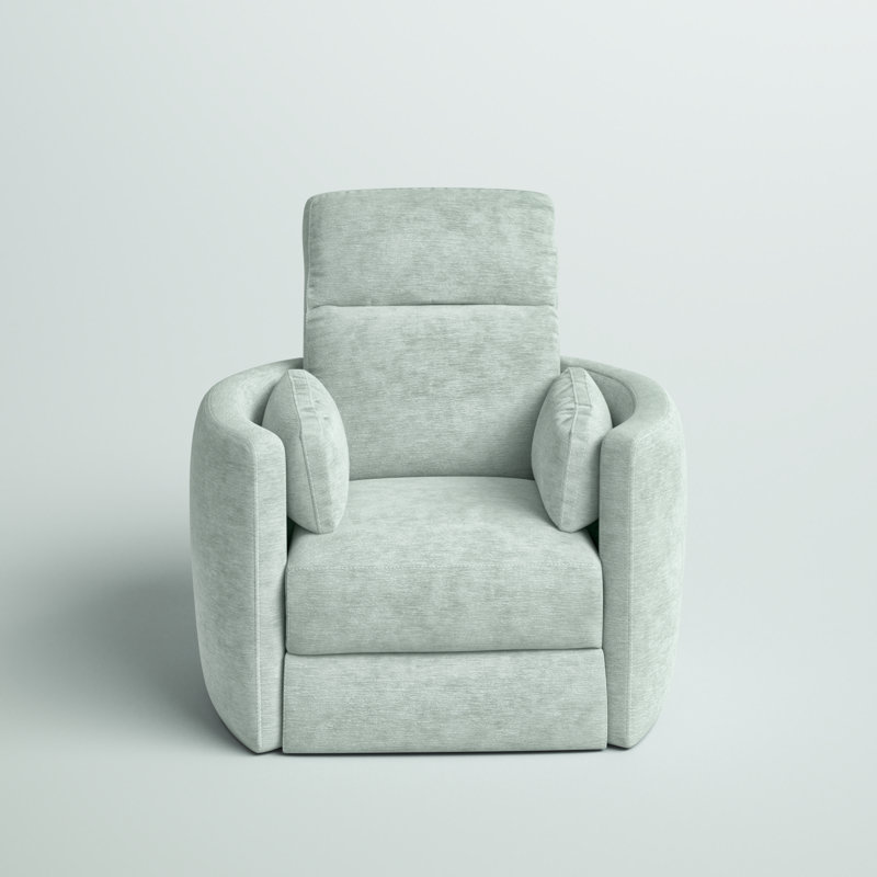 Jelissa 40" Wide Swivel Glider Power Recliner, Windstream Pale Teal Chenille