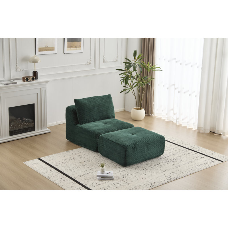 Canapé modulaire modulaire en mousse à mémoire de forme avec repose-pieds - Tissu en velours côtelé adapté aux animaux de compagnie, aucun assemblage requis