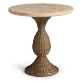 Palm Court Round Travertine Accent Table