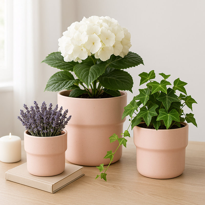 Mushroom Style Planter for Indoor and Outdoor Home Decor - Flower Pots for Living Room Decor or Patio - Set of 3, 9", 7" 6", Pink