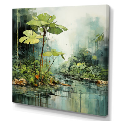 «Tropical Jungle River II» - art mural bord de mer tropical