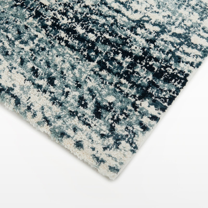 Antwan Blue/Cream Watercolor Abstract Area Rug, Rectangle 7'10" x 10'