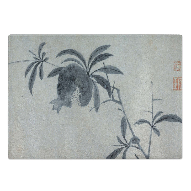 Tempered Glass Pomegranate Tree by Shen Zhou Chopping Board, 28.5 cm W x 20 cm L