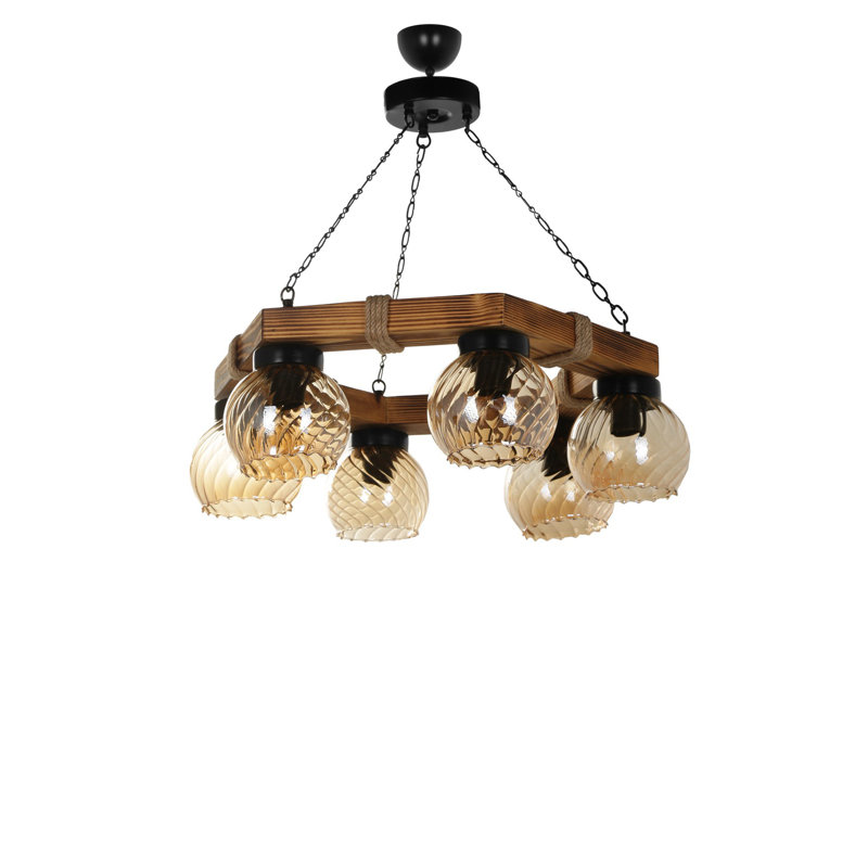 Lustre unique à 6 lumières Buddy, Brun, 6