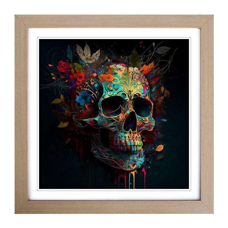 Sugar Skull - Framed Print, Oak