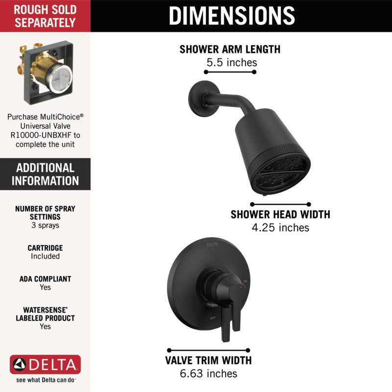 Galeon Shower Faucet, Matte Black