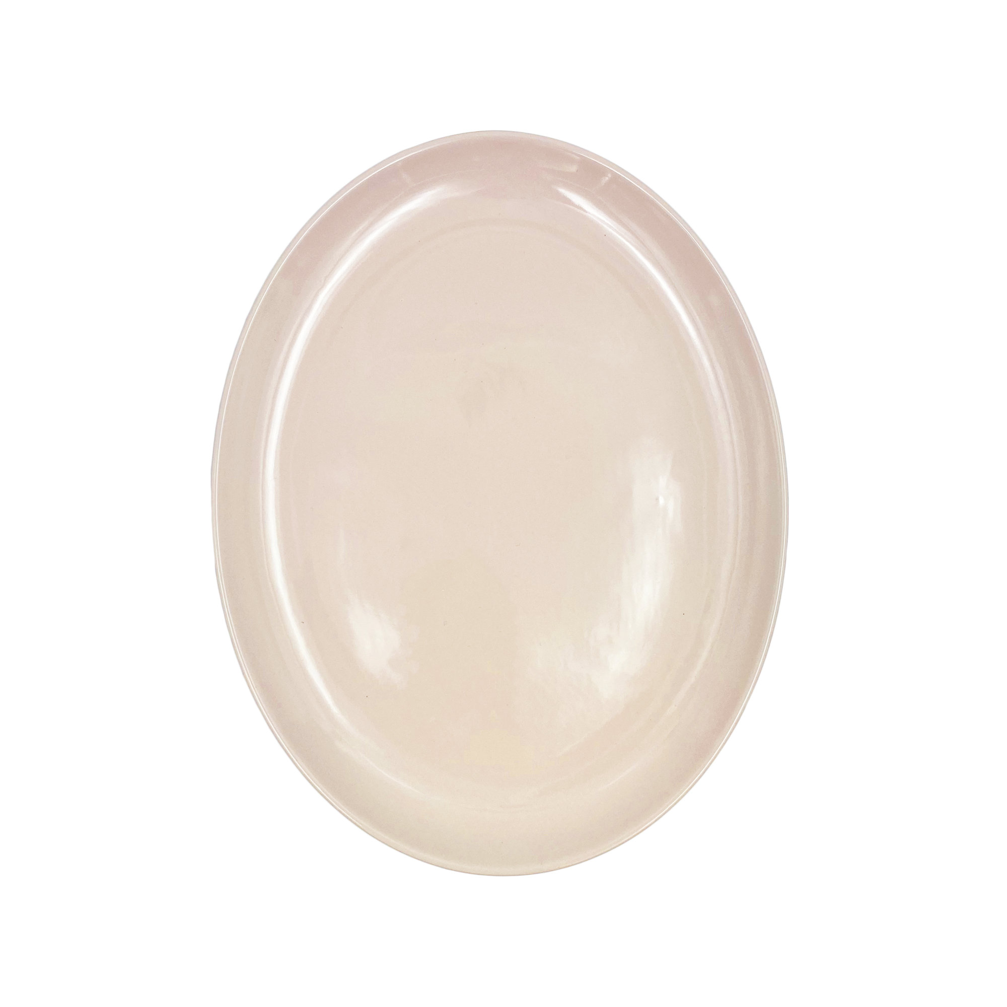 Canvas Home Shell Bisque Porcelain Oval Serving Platter, Large, Pink