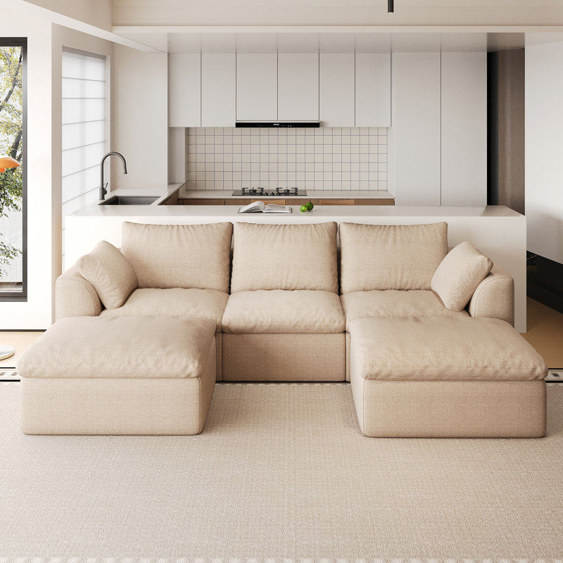 Sofa nuage sous vide, L 108,3 po, Lin kaki