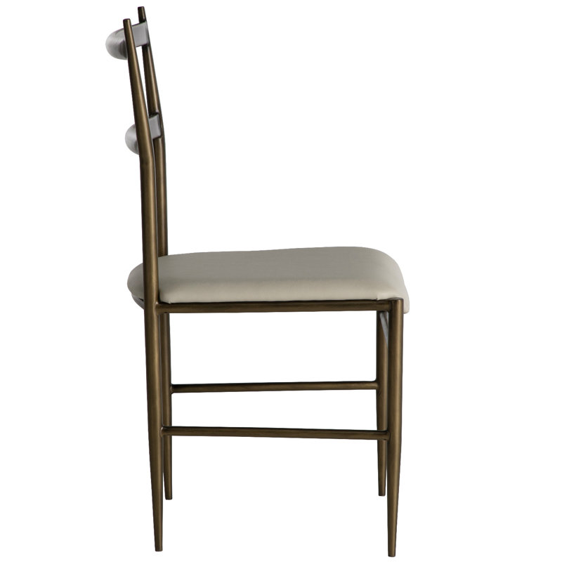 Ward Ladder Back Side Chair in White Leather