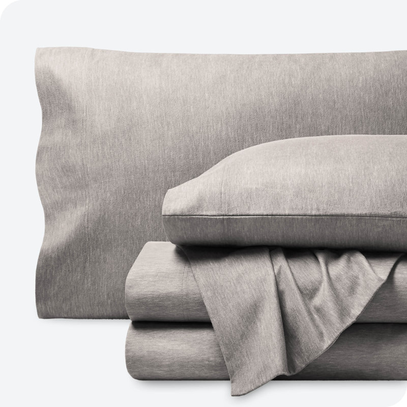 100% Cotton Flannel Sheet Set, Queen Sheet Set with 2 Pillowcases, Heather Light Gray