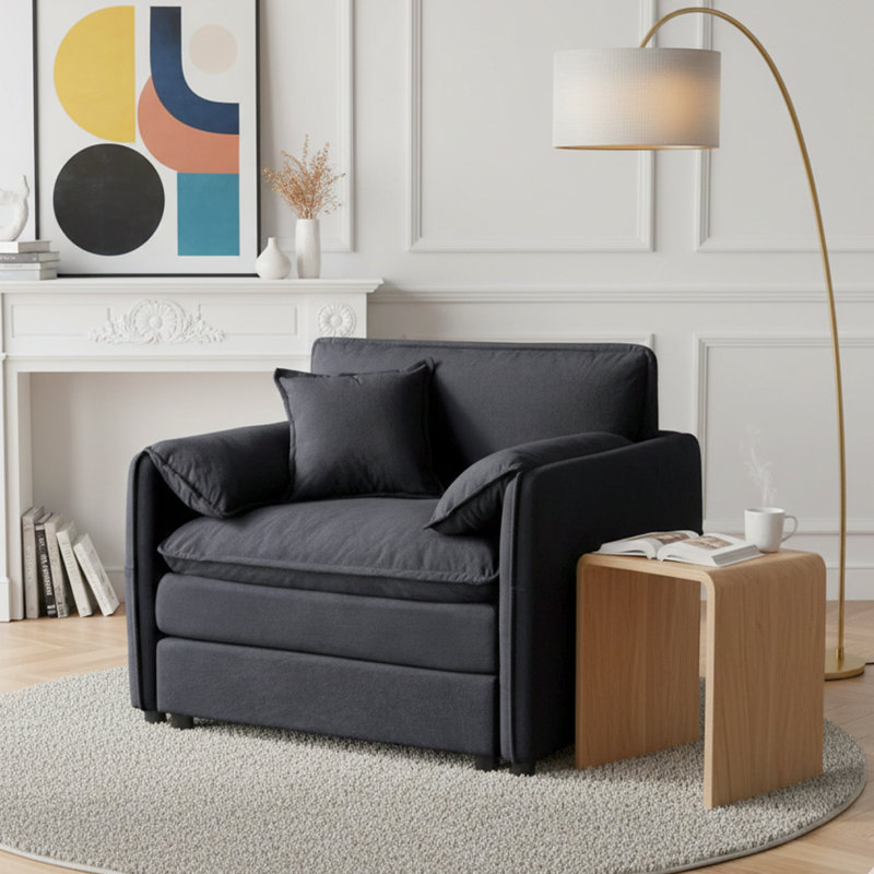 Oversized 41.73" Sofa Chair, Modern Upholstered Armchair With 1 Toss Pillow, Modular Sectional Sofa For Living Room, Deep Seat Reading Sofa For Bedroom Apartment, DIY Combination Chenille