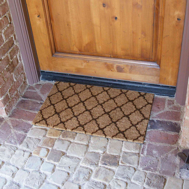 Wendler Non-Slip Geometric Outdoor Doormat, Brown