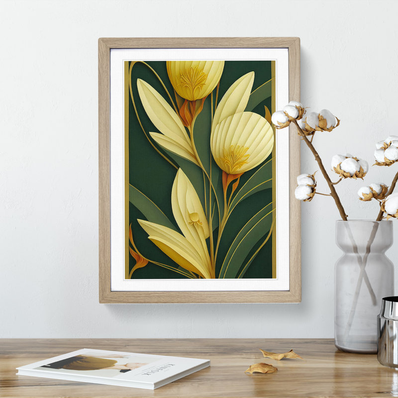 Classical Flower No.1 - Single Picture Frame Print, Oak, 46cm H x 34cm W x 2cm D