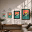 Shark At Sunrise Art Deco - Print-184089940-184089963