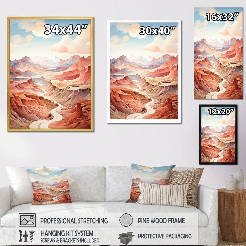 Desert Dreams Canyon Drift sur toile, Cadre doré simple, H 44 po x l 34 po x P 1,5 po