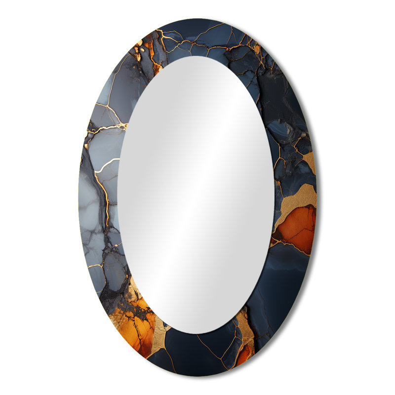 Miroir mural moderne gris et or, H 36 po x l 24 po