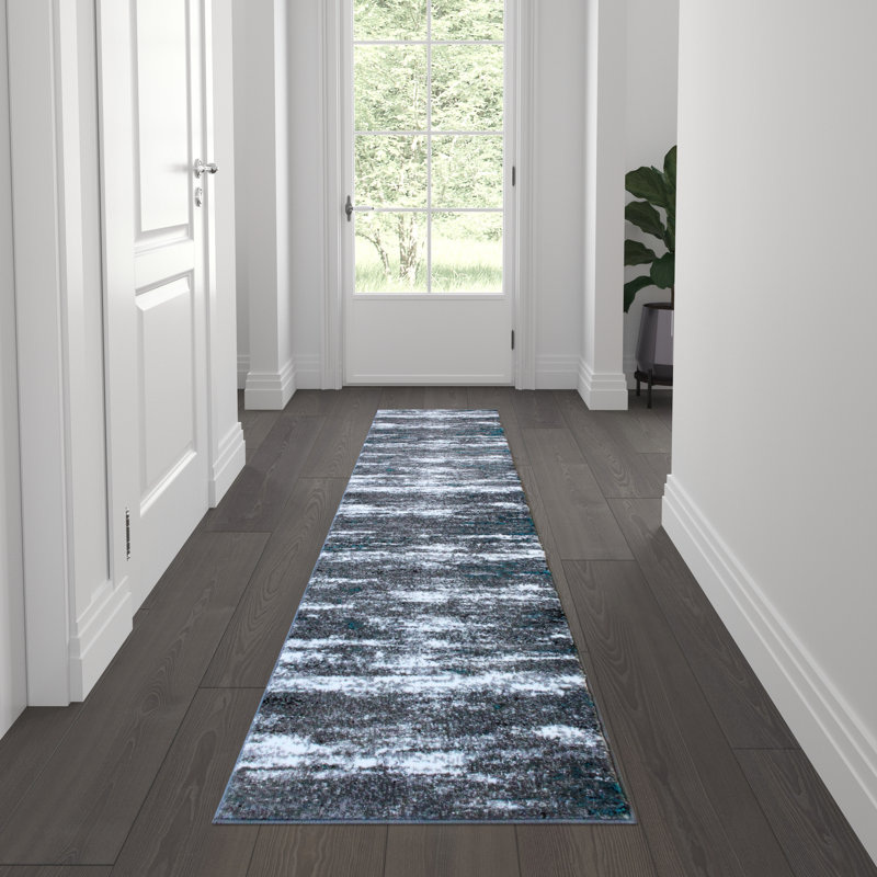 Clifton Collection Turquoise Abstract Outer Space, Runner 2' x 7'