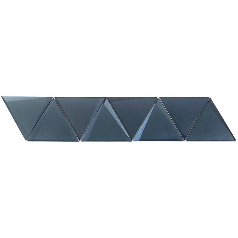 Remington 6” Triangle 3D Glass Mosaic Tile, Midnight Blue