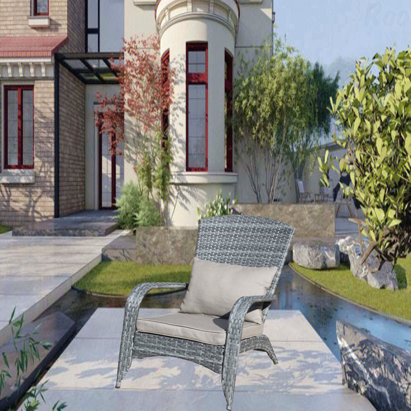 Chaise de patio avec coussins, coussin gris