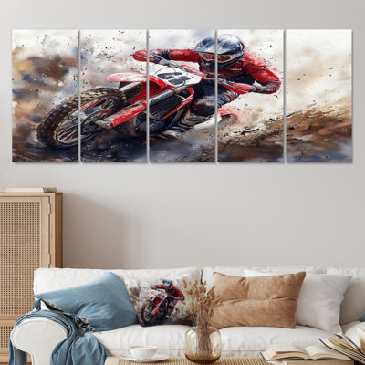 «Red Moto X Mayhem Accents With Black II», ensemble d'art mural sur toile